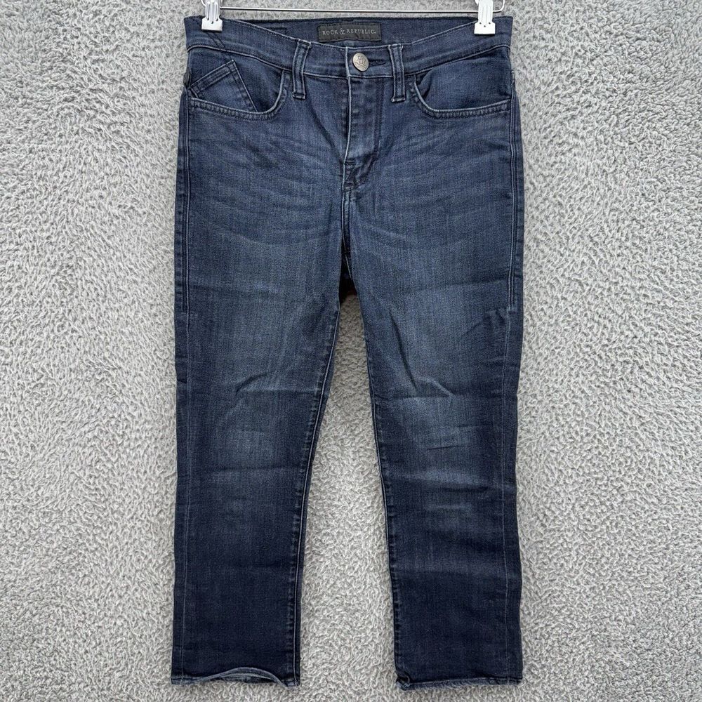 Rock And Republic Womens Size 6 Mid Rise Kasandra Jeans Straight Leg Flap Pocket